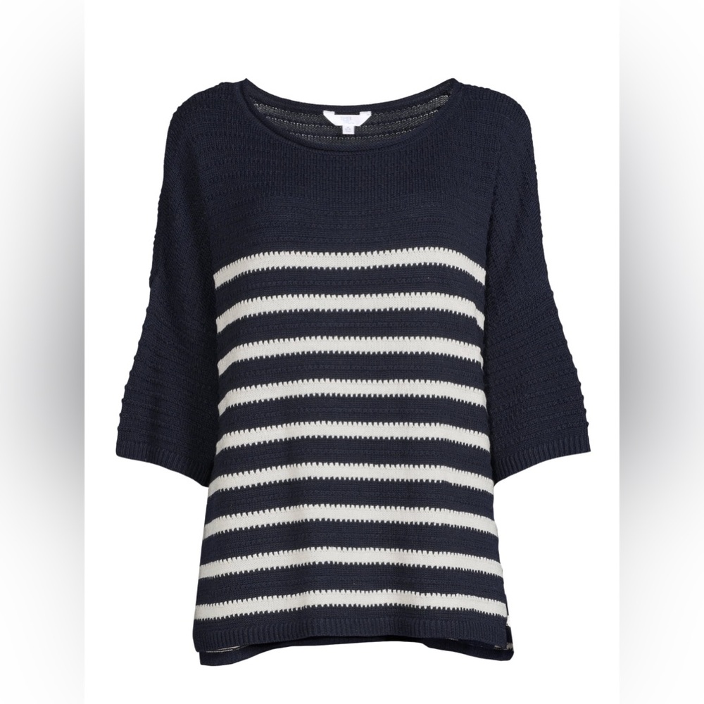 Dark Navy Stripe Boatneck Sweater for Women! Size XL.